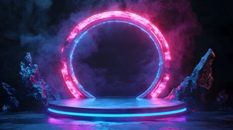 霓虹灯光圆形展台