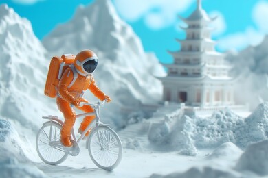 3D模型骑自行车出行的人