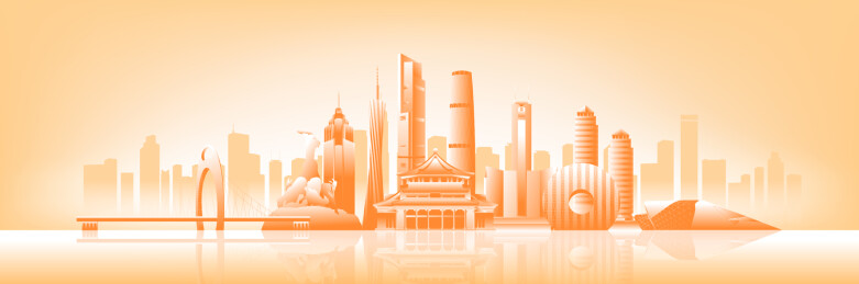 广州城市建筑科技现代剪影矢量插画