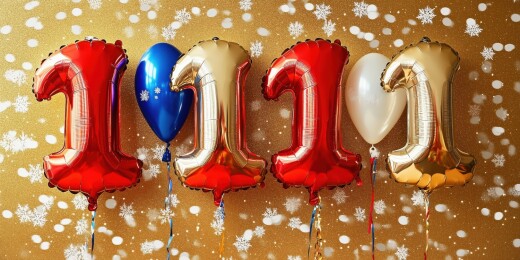 金色双11充气数字购物节3D卡通立体插画