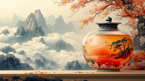 山水花瓶茶壶