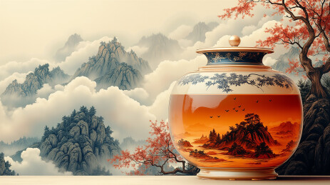 山水花瓶茶壶