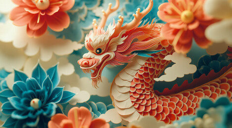 龙花图腾叠纸工艺