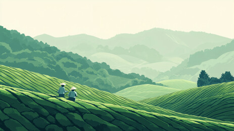 工匠采茶插画