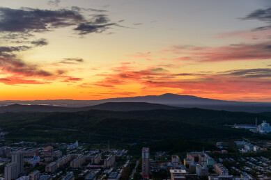 黑龙江省佳木斯市抚远市抚远镇东极阁日出