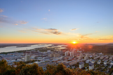 黑龙江省佳木斯市抚远市抚远镇东极阁日出