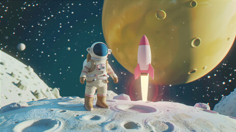 航空主题宇航员成功登月插画