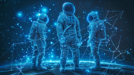 航空主题宇航员成功登月插画