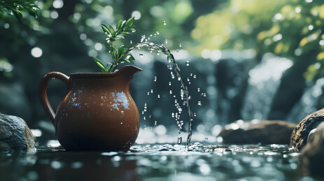 装满水的陶罐器具