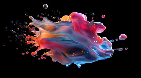 黑色背景下彩色颜料的特写镜头