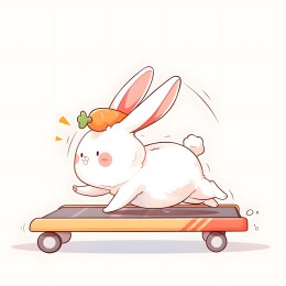 在跑步机上运动的卡通小兔子印花图案插画