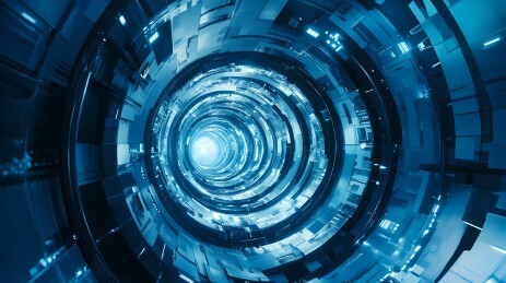 科技蓝白色未来主义宇宙飞船插画海报背景