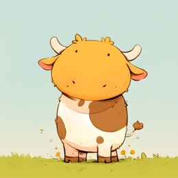 一只可爱的卡通风格奶牛插画