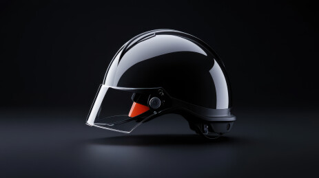 黑色头盔现代安全装备特写