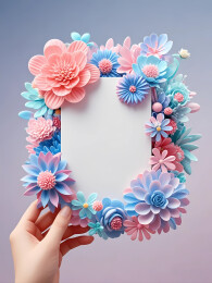 空白标签鲜花背景墙易拉宝海报的插画艺术