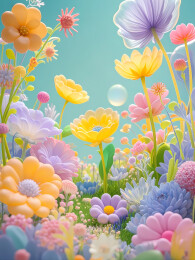 鲜花背景墙易拉宝海报的插画艺术