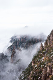 中国安徽省黄山风景名胜区冬日雪景