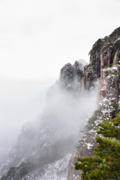 中国安徽省黄山风景名胜区冬日雪景