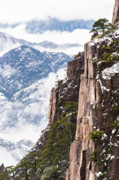 中国安徽省黄山风景名胜区冬日雪景