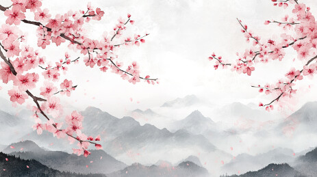 中国风水墨山水梅花风景画