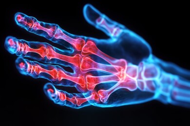 红蓝光影下的关节