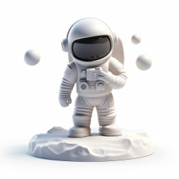白色背景宇航员登陆月球3d模型简约风格