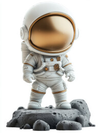 白色背景宇航员登陆月球3d模型简约风格