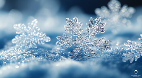 蓝色背景上的立体雪花