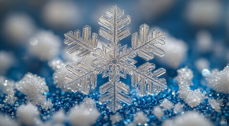 蓝色背景上的立体雪花