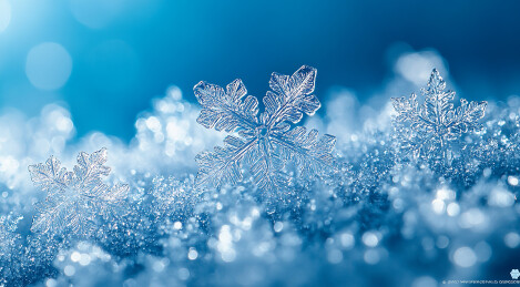 蓝色背景上的立体雪花