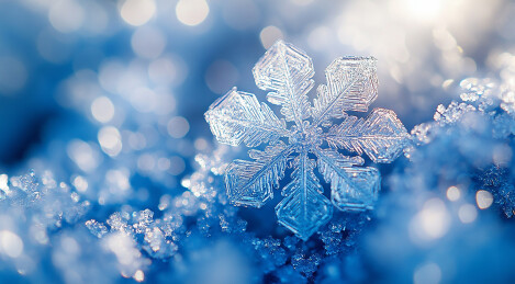 蓝色背景上的立体雪花