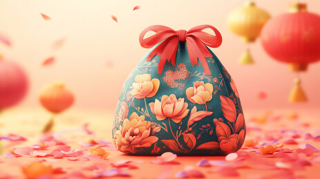 牡丹花图案的礼品袋