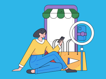 网红直播带货矢量互联网手绘插画