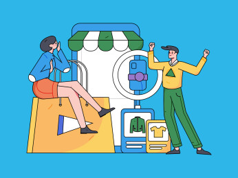 网红直播带货矢量互联网手绘插画