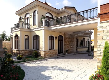 现代豪华别墅外景设计带阳台