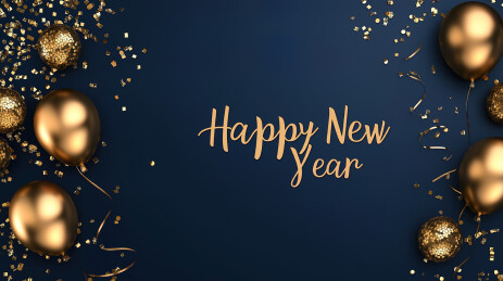 蓝色背景金色气球新年背景壁纸