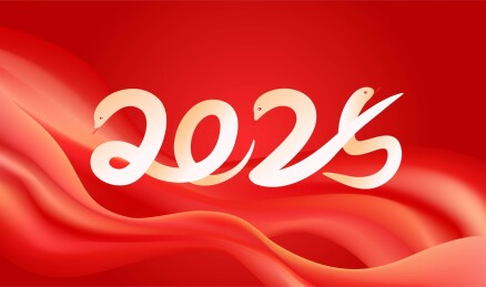 2025年蛇年新年字体设计插画