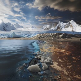 冰川融化污染的景象