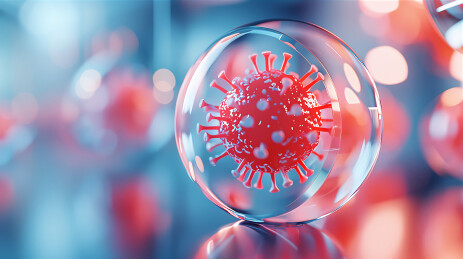 显微镜下被封闭的新冠病毒插图