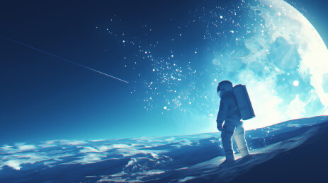 一个宇航员站在月球表面