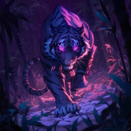 魔法暗黑风格老虎插画