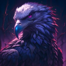 美式暗黑风格夜晚的老鹰插画