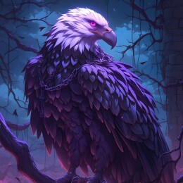 美式暗黑风格夜晚的老鹰插画