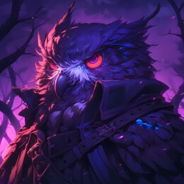 美式暗黑风格猫头鹰插画