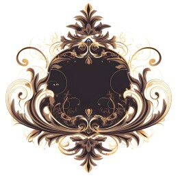 复古植物丝带装饰的徽章图腾标志插画