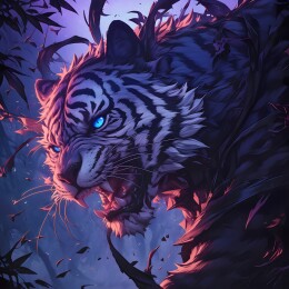 魔法暗黑风格老虎插画