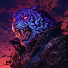 魔法暗黑风格老虎插画