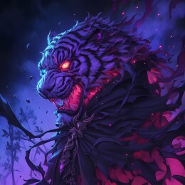 魔法暗黑风格老虎插画