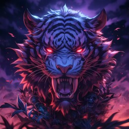 魔法暗黑风格老虎插画