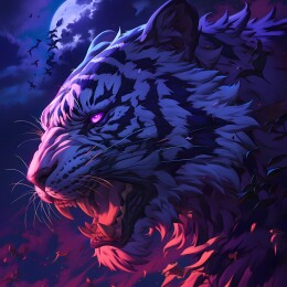 魔法暗黑风格老虎插画